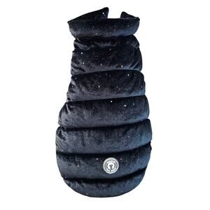Fab Dog Black Glitter Pet Winter Puffer Jacket Parka Size Medium NWT